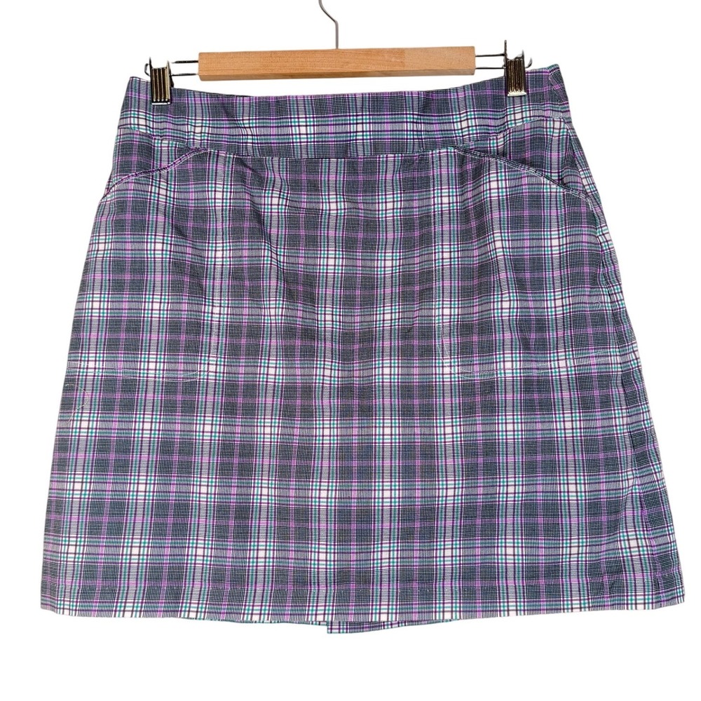 Peter Millar Plaid Skirt Women's Size 8 Purple Green White‎ Pockets Pleated